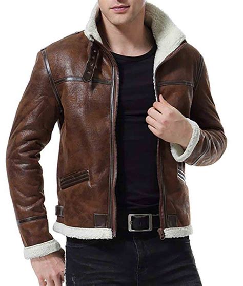 Biker jacket in vintage leather and shearling 